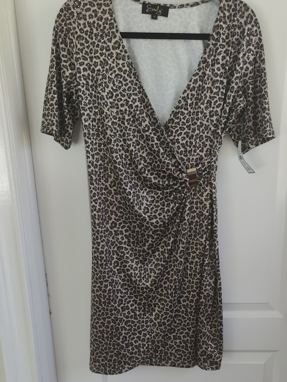 Emily Leopard Print Wrap Dress in Brown and Black NWT